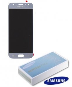 Dotykový panel Samsung J330 Galaxy J3 (2017) + LCD strieborný Servisný balík - originál