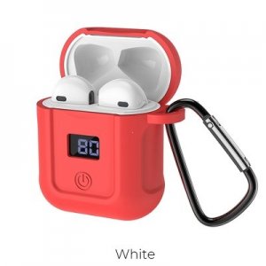 Náhlavná súprava Bluetooth HOCO S11 biela + červené puzdro + bleskový kábel USB + karabína