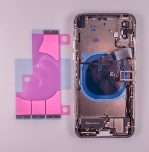 Kryt batérie + stred iPhone X originálnej farby biely - OBSAHUJE