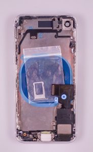 Kryt batérie + stred iPhone 8 (4,7) originálna farba strieborná - OBALENÉ