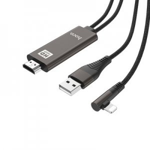 Kábel Hoco UA14, HDMI na Lightning (8pin) 2 m, farba čierna