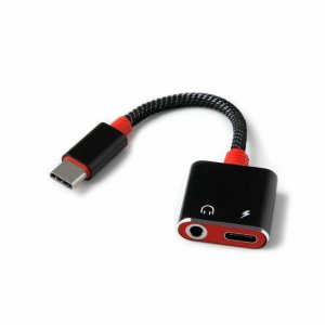 Adaptér micro USB Typ C +  Typ C / 3,5mm hnízdo, barva černá