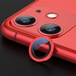 Sklo zadného fotoaparátu iPhone 11 + rám červený