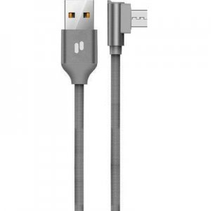 Dátový kábel Puridea L23 micro USB 2,4A, QC, 90° koncovka, sivý