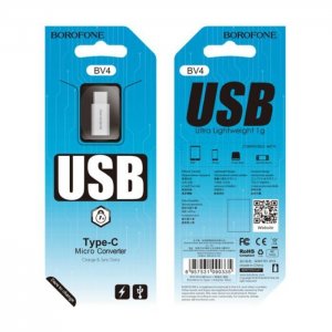 Redukce micro USB / USB Typ C BOROFONE barva stříbrná