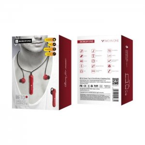 Bluetooth náhlavná súprava BOROFONE BE10, Bluetooth + HF, farba červená