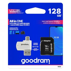 GOODRAM 128GB pamäťová karta micro SD Class 10 Blistr + adaptér, čítačka kariet