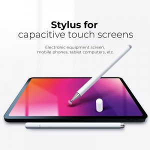 Dotykové pero (stylus) kapacitní pro telefony a tablety, barva bílá