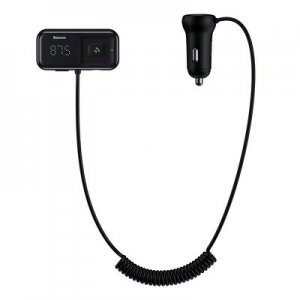 Transmitér FM Bluetooth Baseus (CCTM-E01) 2X USB 2,1A, AUX, Pilot, barva černá
