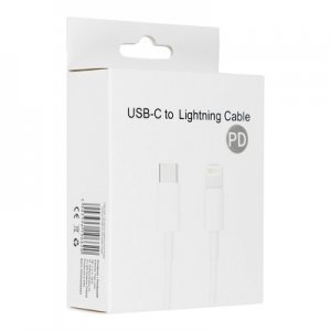 Dátový kábel USB TYPE C / Lightning 8-pin PD 18W 2A, farba biela BOX