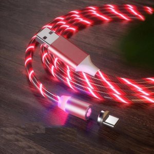 Datový kabel X-CABLE svítící 3v1 (lightning, micro USB, TYP-C) barva červená