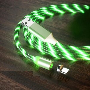 Datový kabel X-CABLE svítící 3v1 (lightning, micro USB, TYP-C) barva zelená