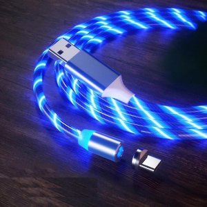 Datový kabel X-CABLE svítící 3v1 (lightning, micro USB, TYP-C) barva modrá