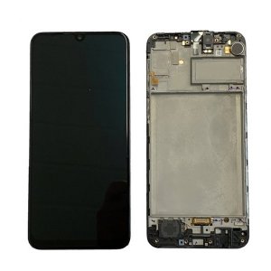 Dotykový panel Samsung M215 Galaxy M21 + LCD + rámček čierny Servisný balík - originálny