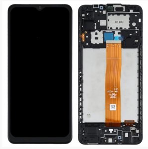 Dotykový panel Samsung A125F Galaxy A12 + LCD + rámček čierny Servisný balík - originálny