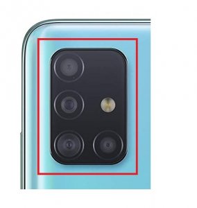 Sklíčko zadní kamery Samsung A715 Galaxy A71 černá s rámečkem