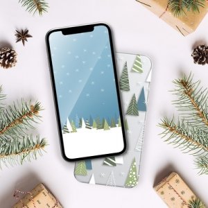 Pouzdro Winter iPhone 13 (6,1), vánoční stromek