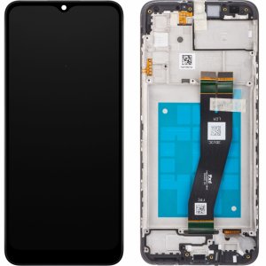 Dotykový panel Samsung A025G Galaxy A02s + LCD + rámček čierny Servisný balík - originálny