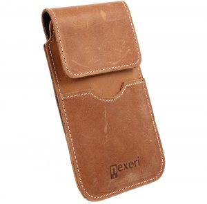 Pouzdro na opasek Nexeri Flap Leather, hnědá kůže, velikost iPhone 6, 7, 8, SE 2020