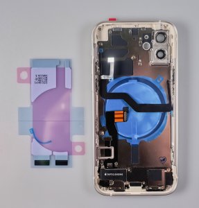 Kryt batérie + stredový iPhone 12 biely - OBSAHUJE