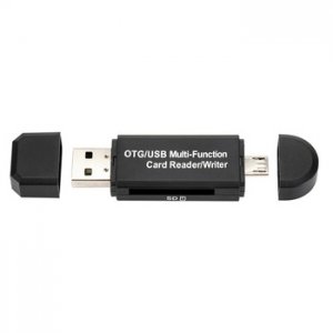 Čtečka paměťových karet CR03, OTG + Micro USB, SD + Micro SD, barva černá