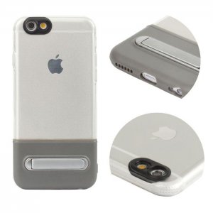 Puzdro Back Case Scratch iPhone 7, 8, SE 2020 (4,7) so stojanom, farba transparentná/sivá
