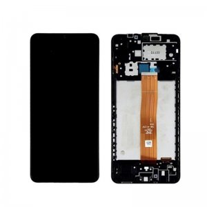 Dotykový panel Samsung A127F Galaxy A12s + LCD + rámček čierny Servisný balík - originál