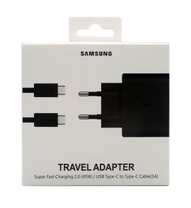 Nabíječ Samsung EP-TA845EBE Quickcharge 45W + data kabel TYP-C / TYP-C (blistr) black