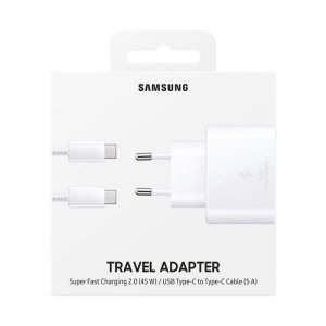 Nabíječ Samsung EP-TA845EWE Quickcharge 45W + data kabel TYP-C / TYP-C (blistr) white