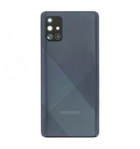 Samsung A715 Galaxy A71 kryt batérie + lepidlo + sklo fotoaparátu čierne