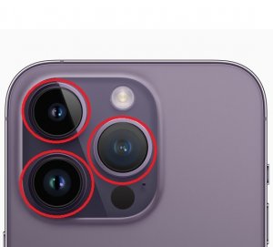 Sklíčko zadní kamery iPhone 14 Pro, 14 Pro Max bez rámečku