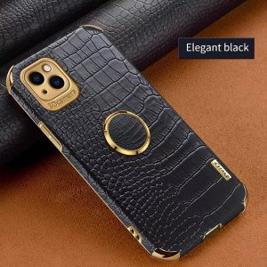 Puzdro Back Case Croco Ring iPhone 14 (6,1´´), farba čierna
