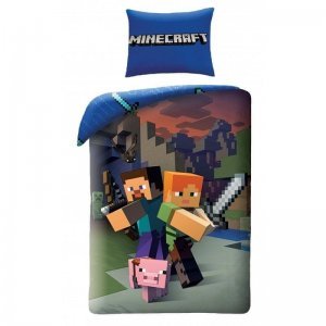 Halantex Oboustranné bavlněné povlečení Minecraft, 140/200 + 70/90,