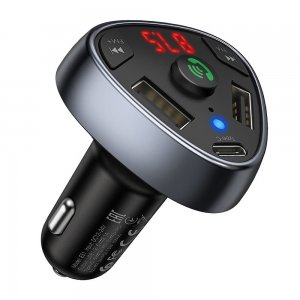 FM Bluetooth vysielač Hoco E51, Bluetooth 5.0, PD 18W + USB 2.1A, strieborný