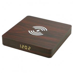 Indukční nabíječ DESK + hodiny 10W barva dark wood