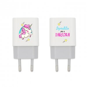 Cestovní nabíječ Babaco Unicorn, 1x USB 1A/5V, barva bílá