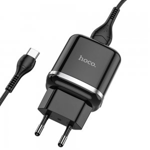Cestovní nabíječ HOCO N3 Single port, QC 3.0, 18W, kabel USB Typ C, barva černá