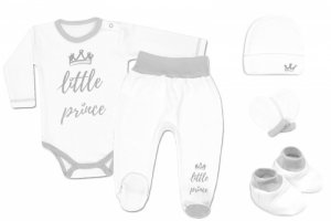 Baby Nellys 5-ti dílná soupravička do porodnice Little Prince - bílá  vel.56