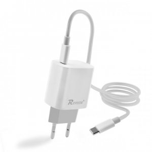 Cestovní nabíječ Reverse USB Typ C 20W, kabel Typ C na Typ C, bílá