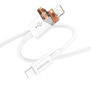 Datový kabel 2v1 Borofone USB A / USB Typ C na Lightning, PD27W, 1M bílá