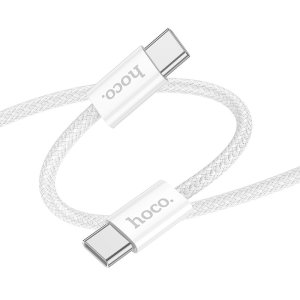 Datový kabel HOCO X104 USB C - USB C, QC 3.0, PD 60W, opletený, 1 metr, bílá
