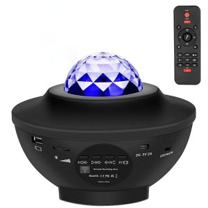 STARS LED / Disco projektor s bluetooth reproduktorem + dálkové ovládání + USB, černá