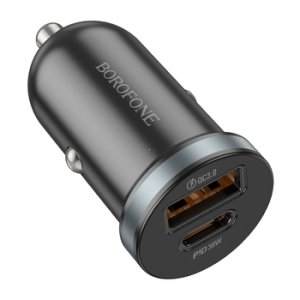 CL adaptér Borofone (BZ22) 1x USB A, 1x USB C, 30W, QC 3.0 black