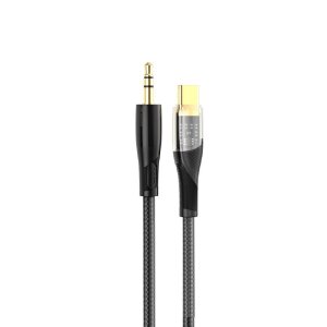 Kabel AUX (XO-R241B) USB C na Jack 3,5mm, 1m, barva černá