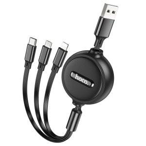 Datový kabel 3v1 HOCO X75 USB A na USB C, Micro USB, Ligtning, délka 1m, barva černá