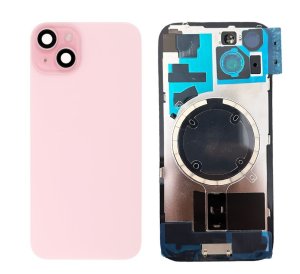 Kryt baterie iPhone 15 pink + metal clip + camera lens + magnet