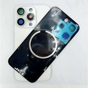 Kryt baterie iPhone 15 PRO white titan + metal clip + camera lens + magnet