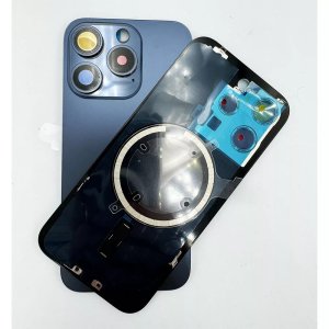 Kryt baterie iPhone 15 PRO blue titan + metal clip + camera lens + magnet