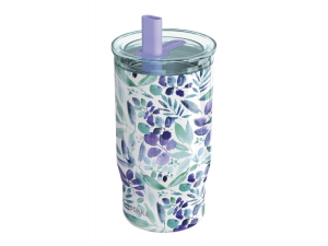 Nerezový termohrnek s brčkem Mist Violet Blooms 720 ml