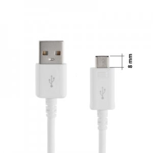 Dátový kábel Micro USB biely (konektor 8 mm)